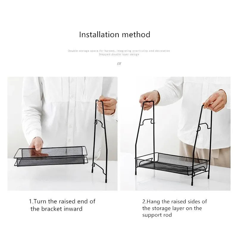 2 Layer Multi-Purpose Mini Portable Iron Organizer Shelf - Arfa Mart