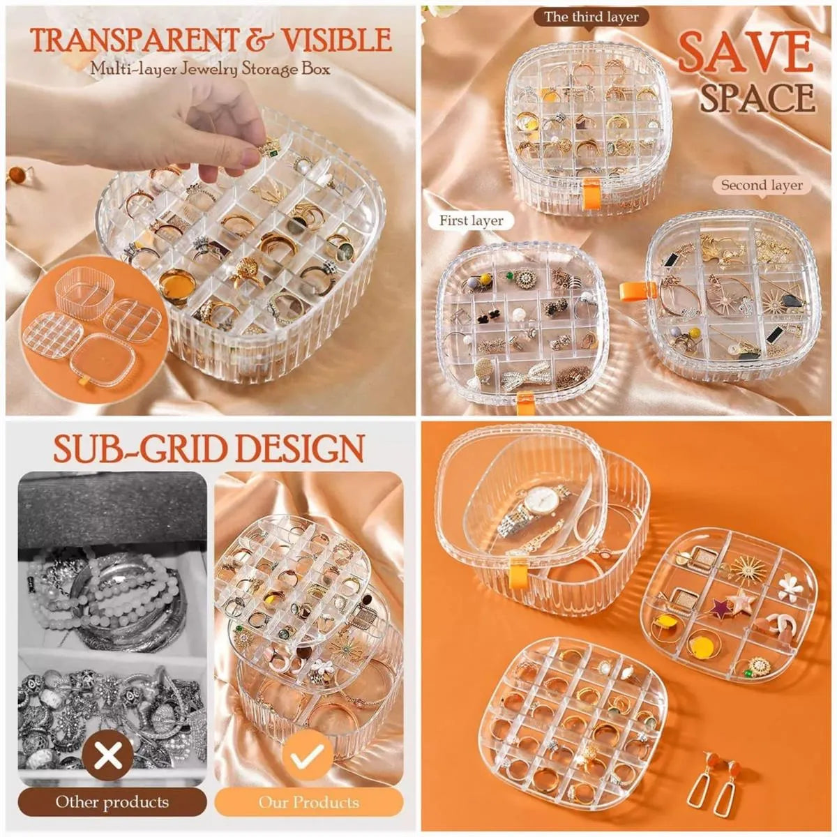 Transparent Crystal Jewelry Storage Organizer