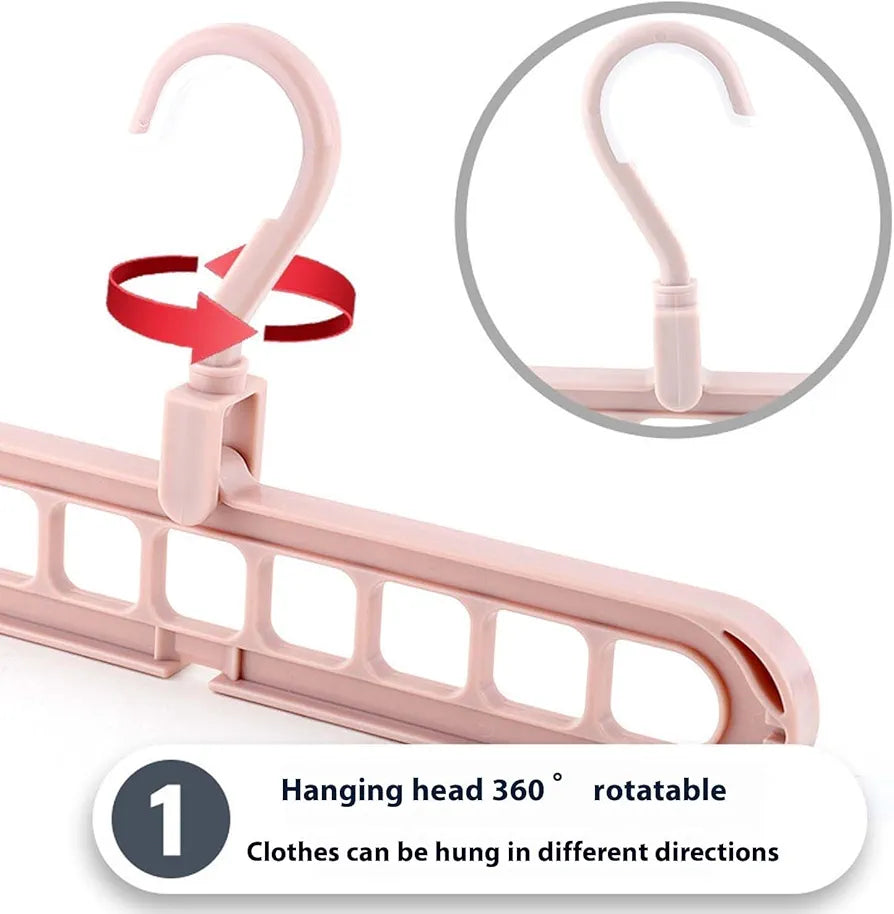 Space Saving Plastic Clothes Hanger with 9 Holes for Efficient Closet Organization