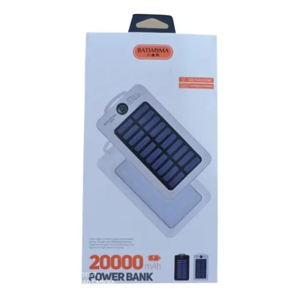 Batiaoma 20000mAh Solar Power Bank Portable Fast Charging With LED Light