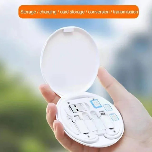 Multifunctional data cable storage box Adopter for lightning USB-C and Micro-USB device universal data transfer cable
