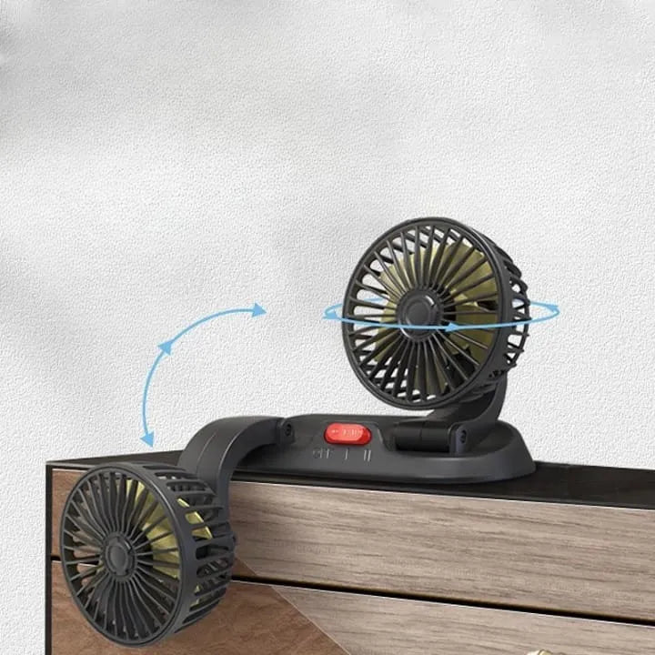 12 Volt Double-Headed USB Vehicle Fan