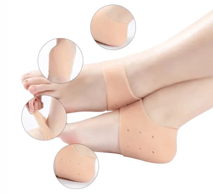 Silicone Gel Heel Pad Socks for Pain Relief & Anti Crack Heel (Pack of 2) - Arfa Mart