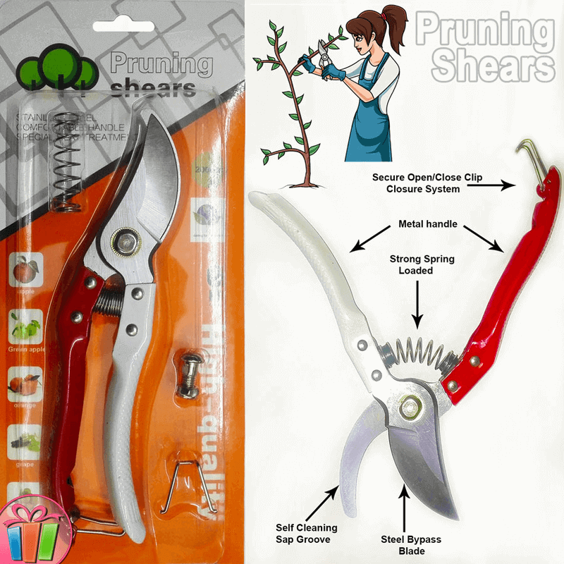 Carbon Steel Pruning Shears for Garden Plants Branch Cutter Heavy Duty Scissors