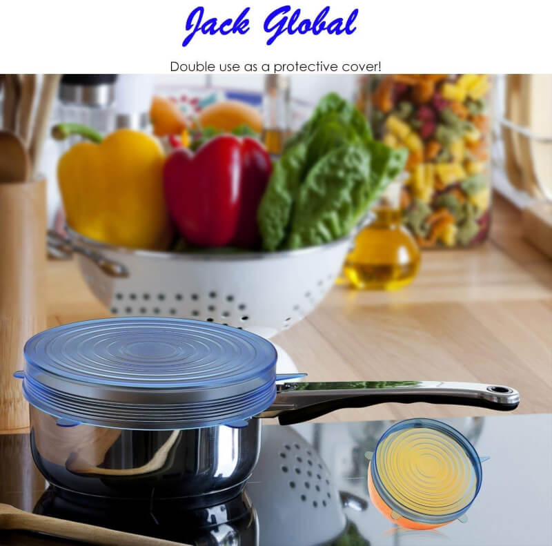 6 Pieces Silicone Stretch Lids Set, Dishwasher Safe, 6 Sizes for Bowls and Glasses