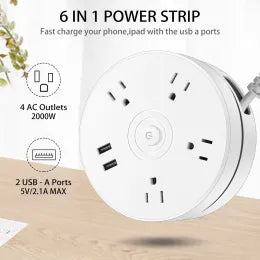 16.5 Feet Long Electrical Foldable Extension 3 USB Socket