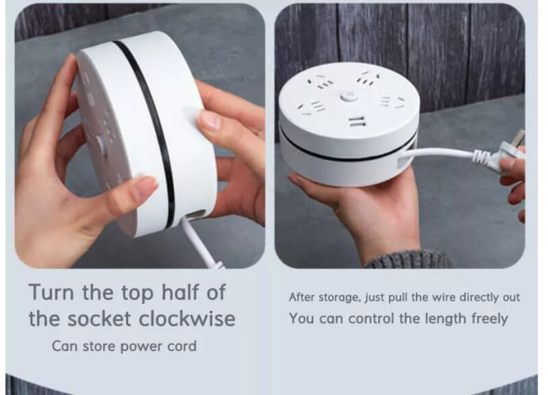 16.5 Feet Long Electrical Foldable Extension 3 USB Socket