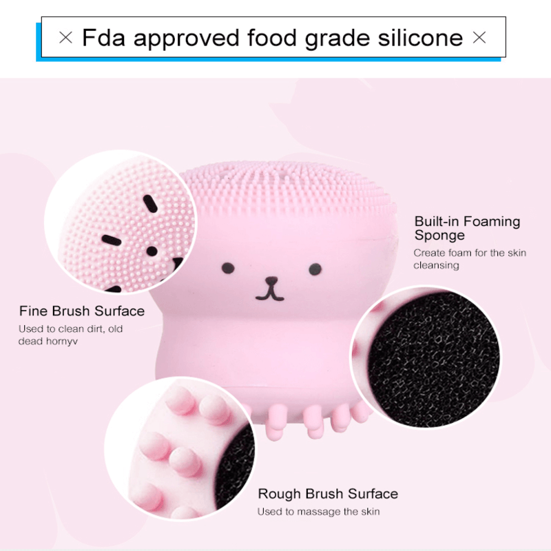 Silicone Octopus Facial Cleansing Massage Brush for Gentle Exfoliation