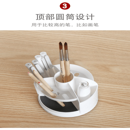 Plastic 360 Rotatable Pen Holder Tabletop Organizer with Compartments