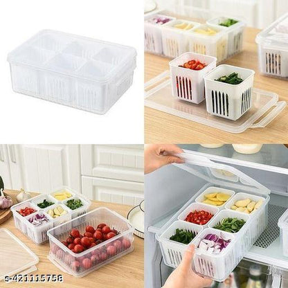 Food Storage Box with Lid and 6 Compartments - Arfa Mart