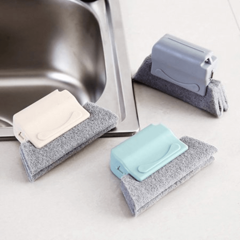 Window Corner Cleaner Brush with Scouring Cloth Head for Deep Window and Door Groove Cleaning
