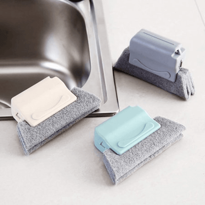 Window Corner Cleaner Brush with Scouring Cloth Head for Deep Window and Door Groove Cleaning