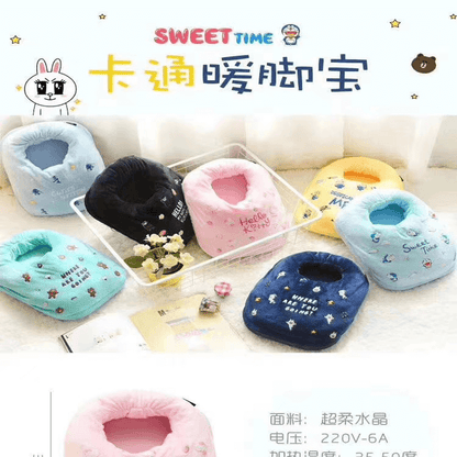 Electric Foot Warm Heating Slippers with Massaging Motor, 3 Heat Settings, Removable Lining