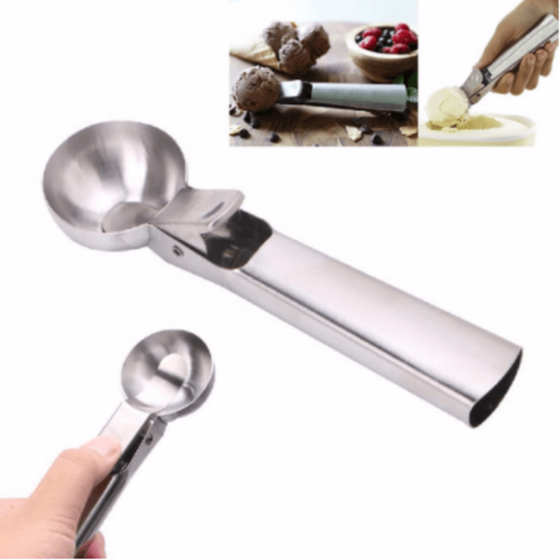 Stainless Steel Ice Cream Scoop with Nonstick Trigger, Dishwasher Safe for Ice Cream and Frozen Treats