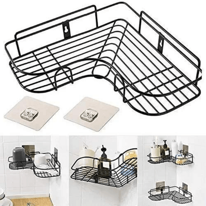 Self-Adhesive Iron Wall Corner Shelf for Bathroom and Kitchen Storage, Waterproof and Rustproof