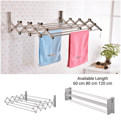 Stainless Steel Space Saver Wall Mounted Towel Rack with Pull-Out Design