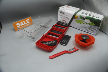 Vegetable Cutter with 6 Interchangeable Blades for Slicing, Grating, and Chopping