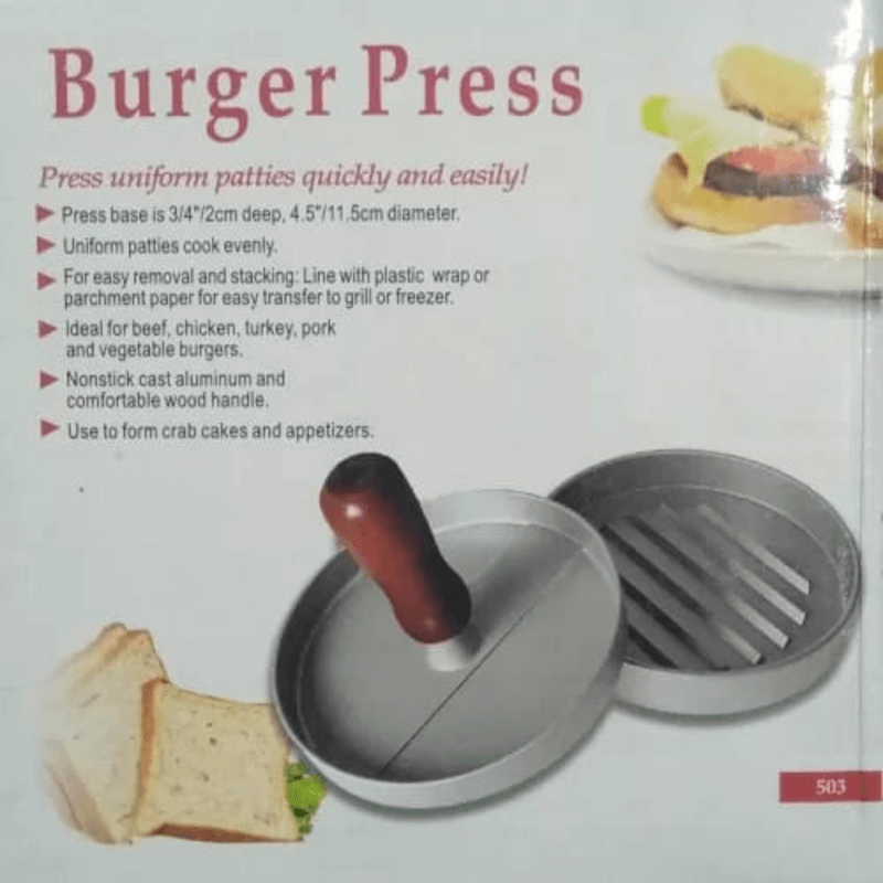 Non-Stick Aluminum Burger Press Patty Mold with Heat-Resistant Handle