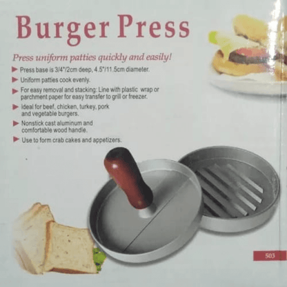 Non-Stick Aluminum Burger Press Patty Mold with Heat-Resistant Handle