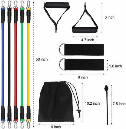 11 PCS Resistance Bands Set Fitness Puller Yoga Training Rope Strength Resistance Belt Sport Home Gym Workout Elastic Pull Rope