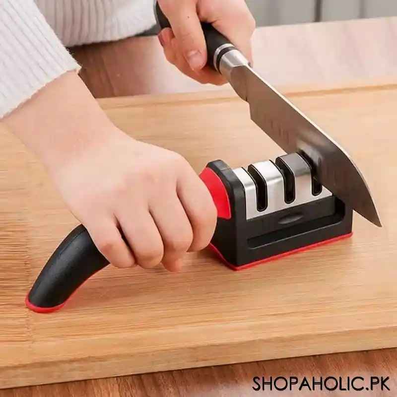 Dual Slot Knife Sharpener with Non-Slip Handle and ABS Material for Quick Sharpening