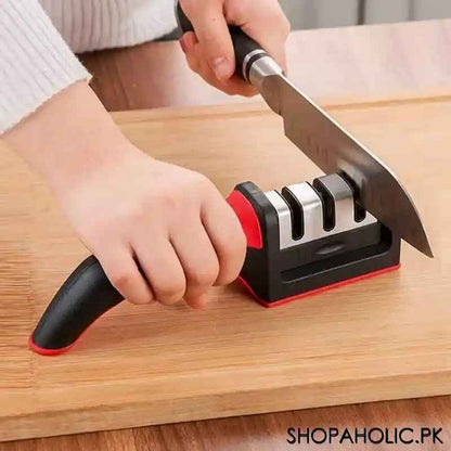 Dual Slot Knife Sharpener with Non-Slip Handle and ABS Material for Quick Sharpening