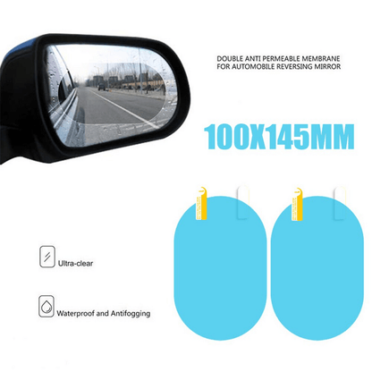 Car Anti-Mist Rearview Mirror Protective Film, PET Nano Coating, Round & Oval Fit