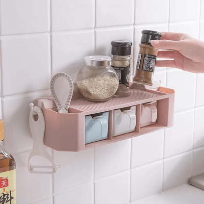 Wall-Mounted Spice Rack with Multi Racks and Removable Box for Kitchen Organization