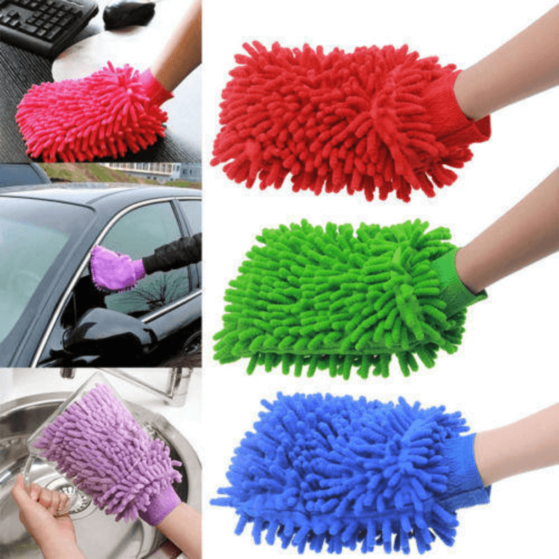 Microfiber Gloves for Car Washing - Pack of 4, Soft & Scratch-Free