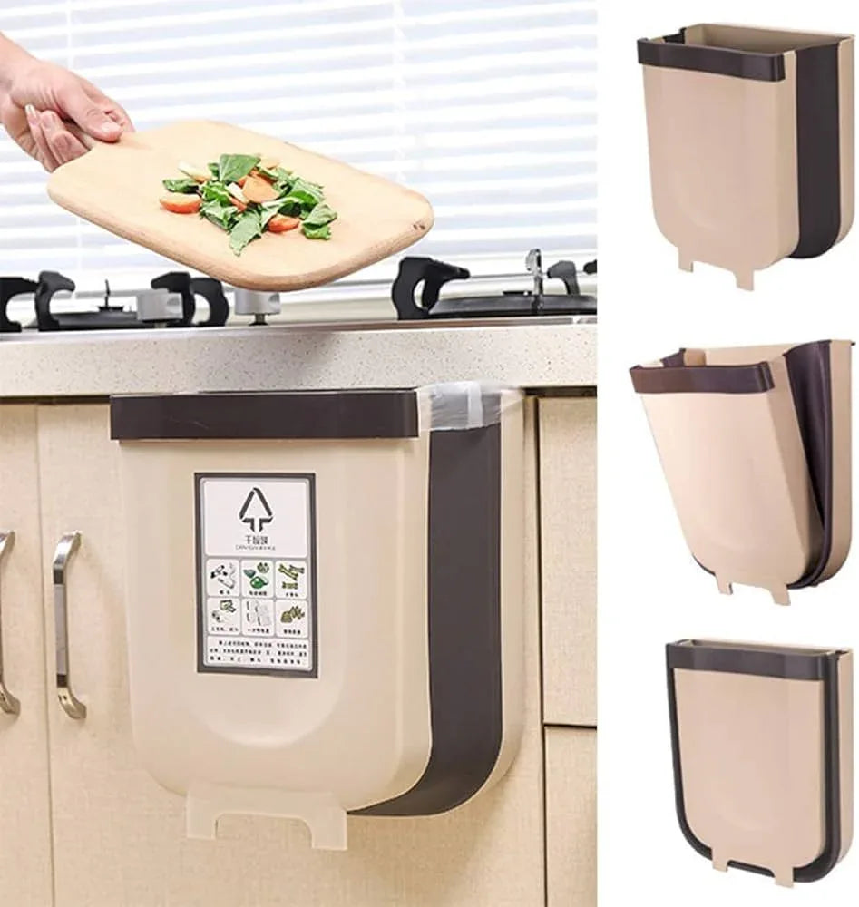 Wall Mounted Folding Hanging Trash Can 9L capacity - Arfa Mart
