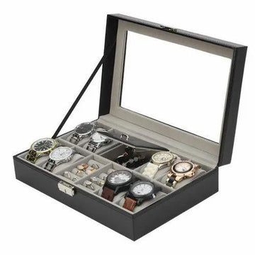 8 Slot Watch Box with Ring Holder - Arfa Mart