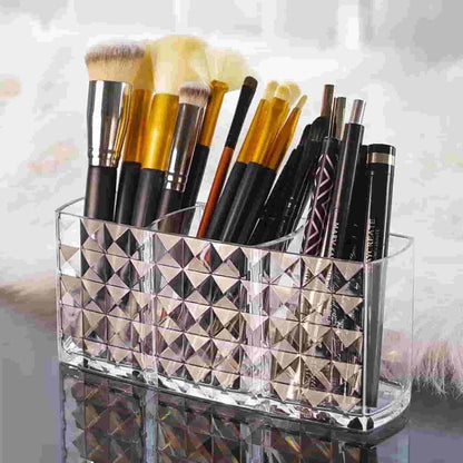 Arcylic 3 Part Cosmetic Brush Holder - Arfa Mart