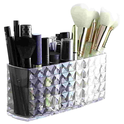 Arcylic 3 Part Cosmetic Brush Holder - Arfa Mart