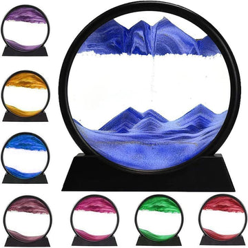 3D Sandscape Moving Sand Art Picture Round Glass Deep Sea Hourglass Quicksand Craft Flowing Sand Painting Office Home Decor Gift - Arfa Mart