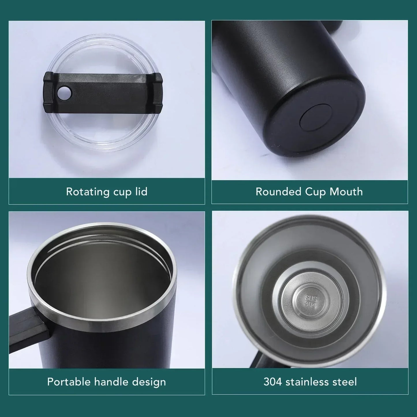 Stainless Steel Water Bottle with Handle Lid Straw Vacuum Thermos Cup Car Coffee Mug Personalized Tumbler 40oz - Arfa Mart