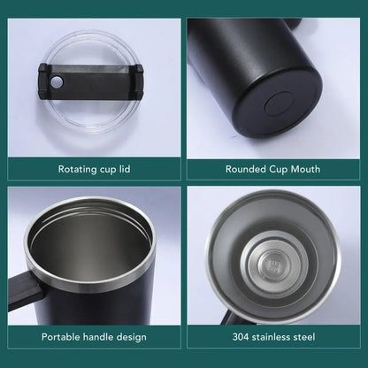 Stainless Steel Water Bottle with Handle Lid Straw Vacuum Thermos Cup Car Coffee Mug Personalized Tumbler 40oz - Arfa Mart