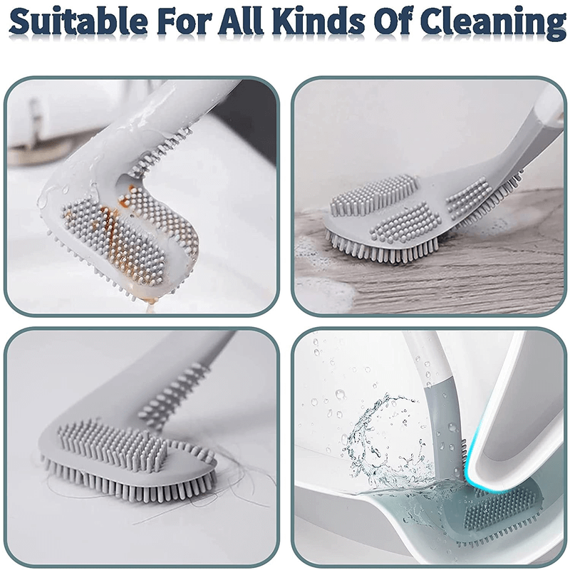 Long Handle Toilet Cleaning Brush with Flexible TPR Head for Deep Cleaning