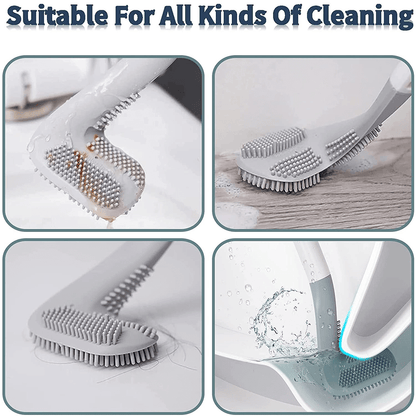 Long Handle Toilet Cleaning Brush with Flexible TPR Head for Deep Cleaning