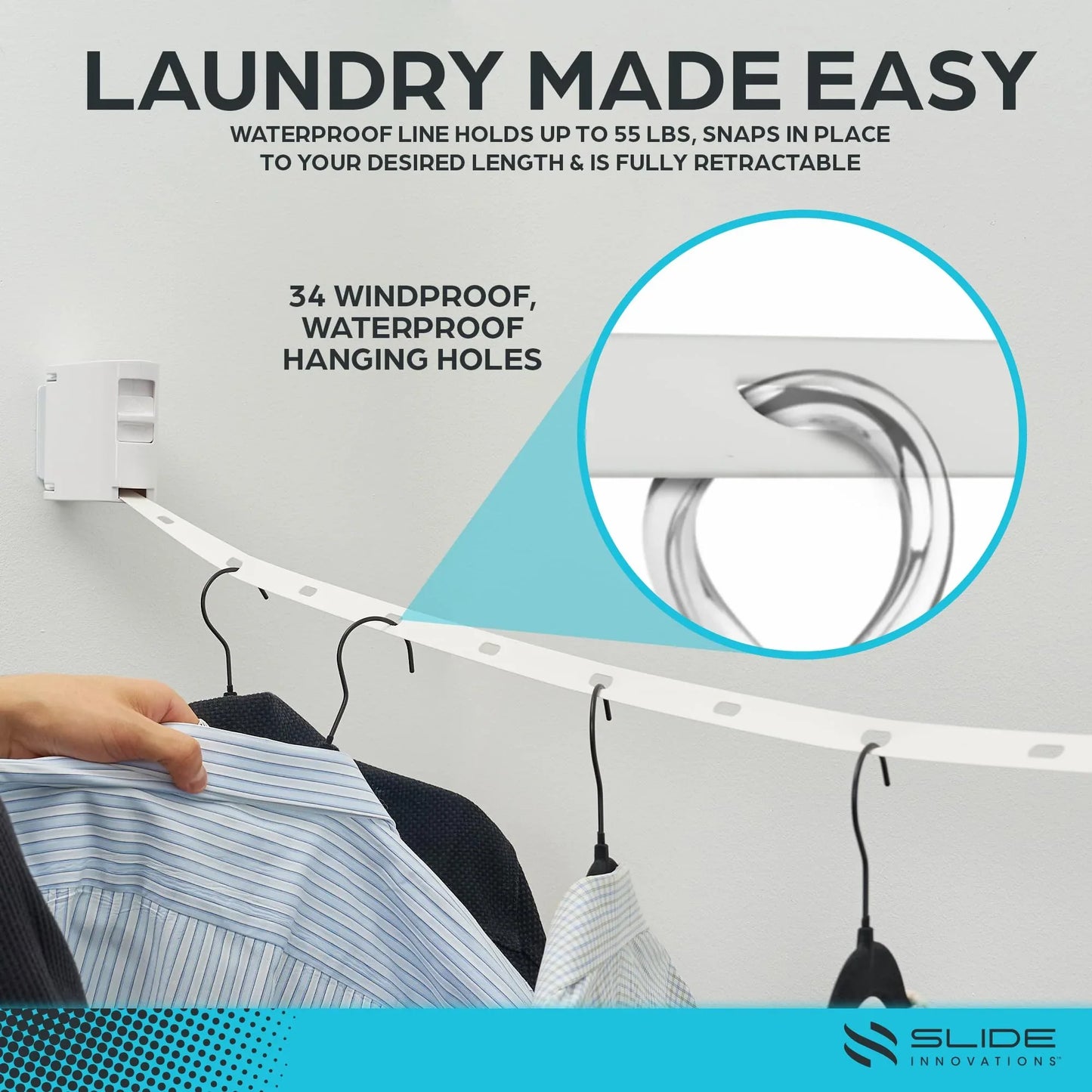 34 Holes Hanging Clothes Retractable Clotheline - Arfa Mart