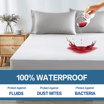 100% Waterproof Mattress Protector with Cotton Terry Top and Deep Pocket Fit up to 18