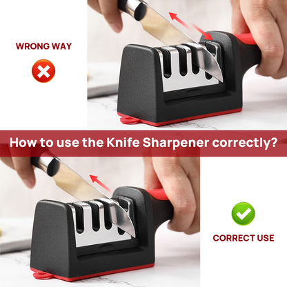 Dual Slot Knife Sharpener with Non-Slip Handle and ABS Material for Quick Sharpening