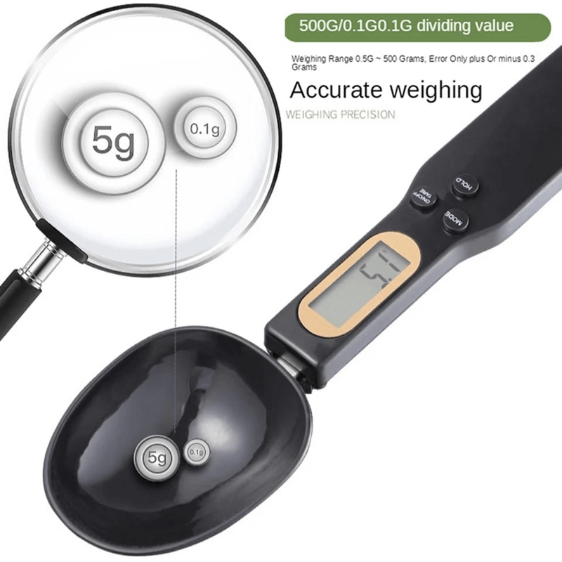 Digital Measuring Spoons with 0.1g Accuracy, Removable Head, Unit Switch, Lock Function