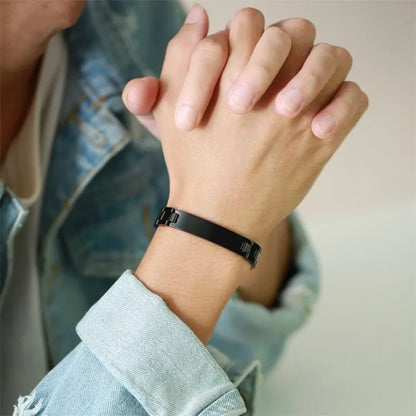 Stylish Unisex Black Stainless Steel Link Chain Bracelet