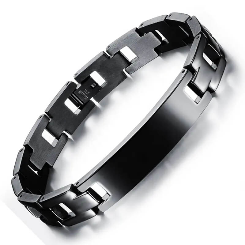 Stylish Unisex Black Stainless Steel Link Chain Bracelet