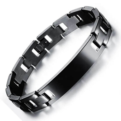 Stylish Unisex Black Stainless Steel Link Chain Bracelet