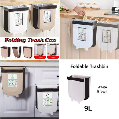 Wall Mounted Folding Hanging Trash Can 9L capacity - Arfa Mart