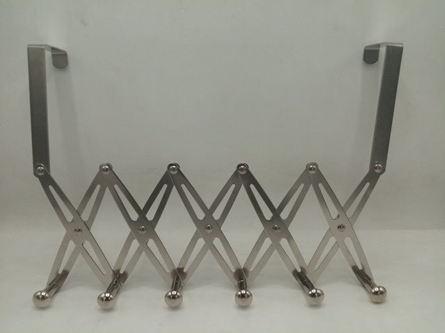 Stainless Steel Retractable Door Hanger with 6 Hooks for Indoor Use