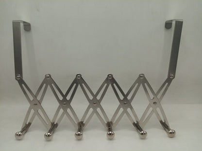 Stainless Steel Retractable Door Hanger with 6 Hooks for Indoor Use