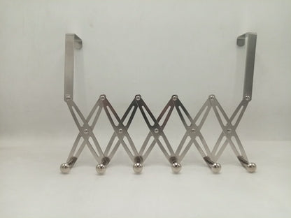 Stainless Steel Retractable Door Hanger with 6 Hooks for Indoor Use