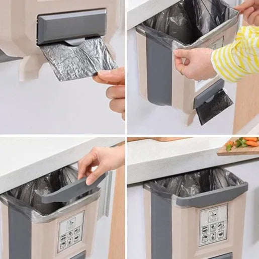 Wall Mounted Folding Hanging Trash Can 9L capacity - Arfa Mart